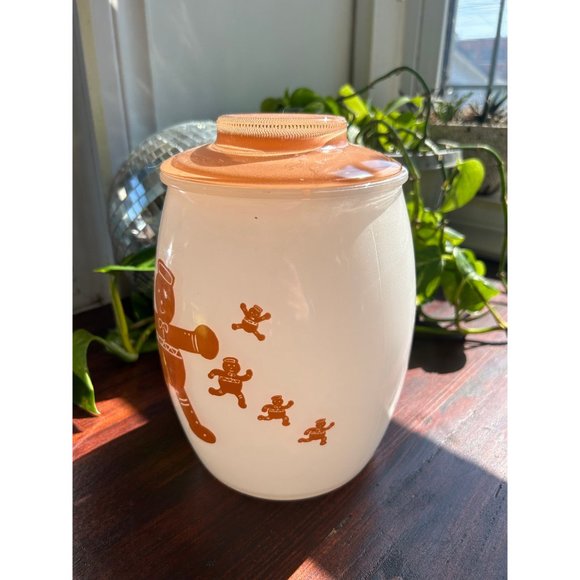 Vintage glass Bartlett Collins gingerbread Christmas cookie jar brown - Picture 5 of 10